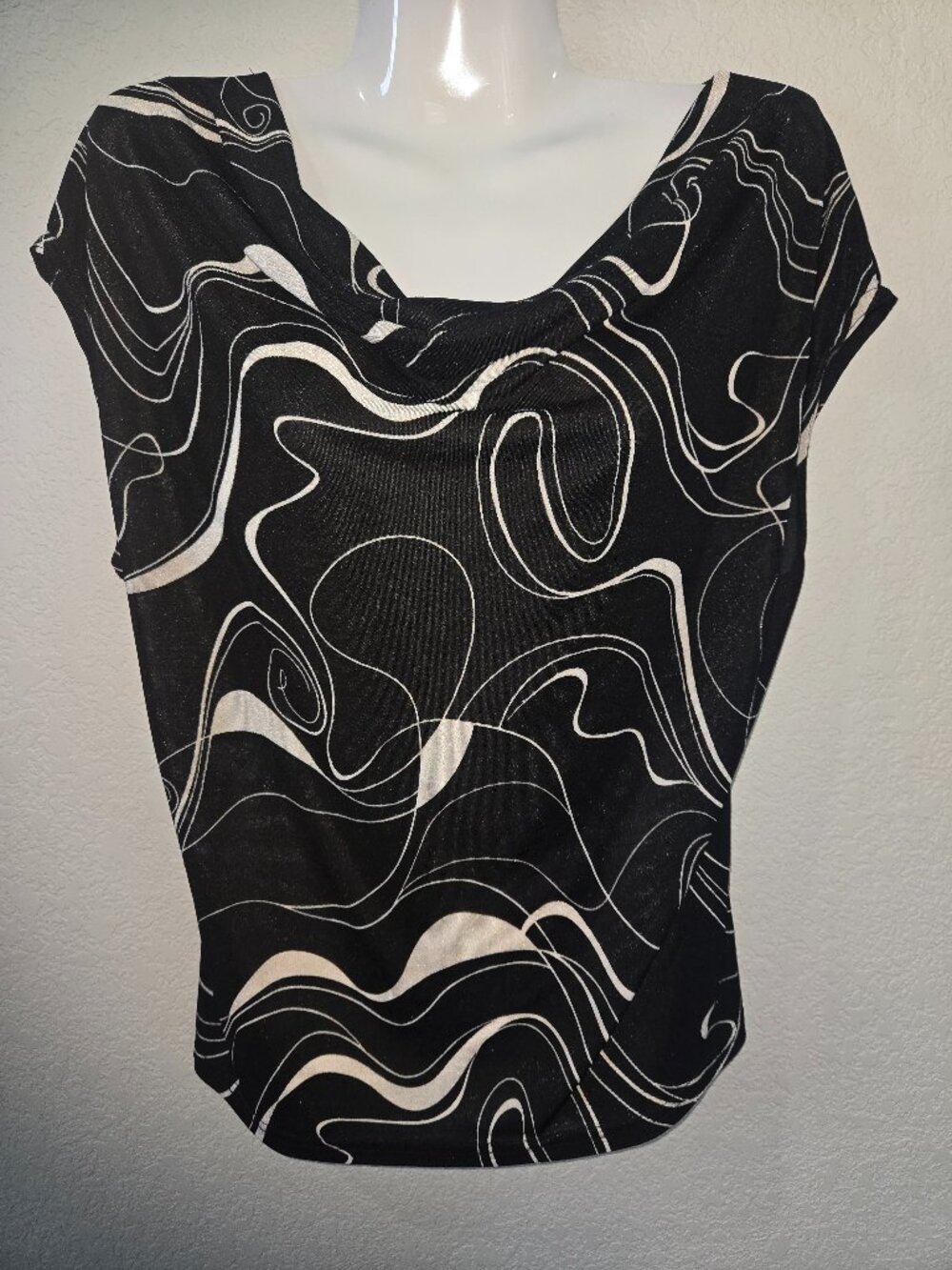Brand Carol Rose Abstract Swirl Cowl Neck Top Size Large